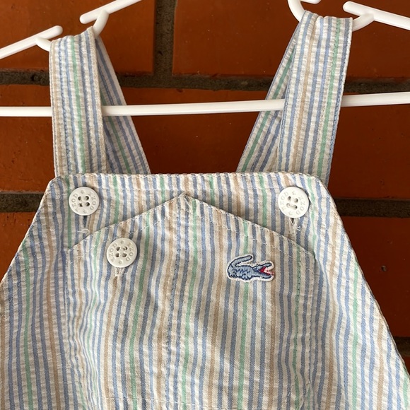 VINTAGE Izod Lacoste Boys Plaid Short Overalls Size 24 Months - Picture 3 of 8